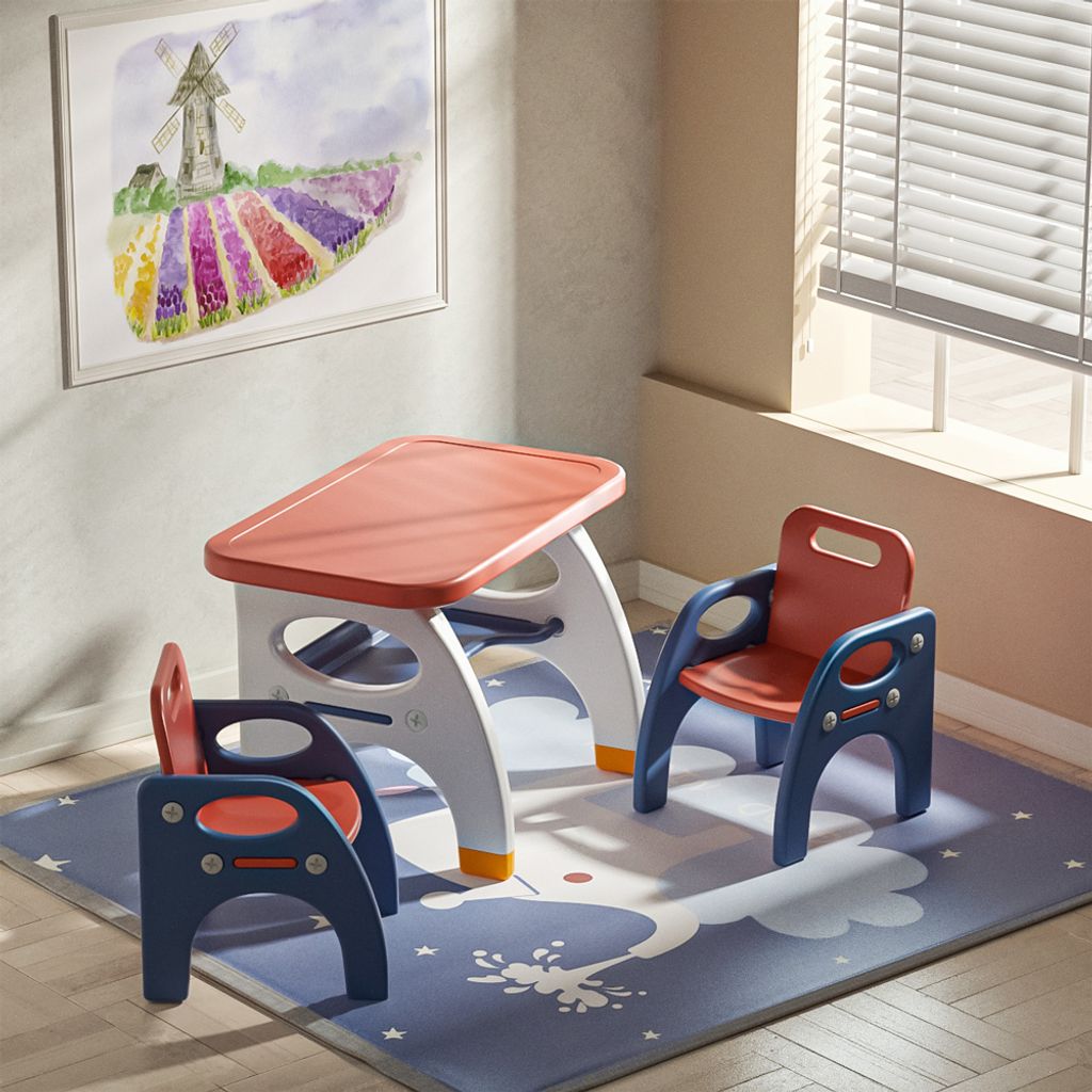 Kindertisch Kinderstuhl Kinder Tisch-Set Kindertisch mit Stühlen Kindermöbel Kindertisch-Set mit zwei Stühlen Rot 【FQ-ZY-QD004rot】