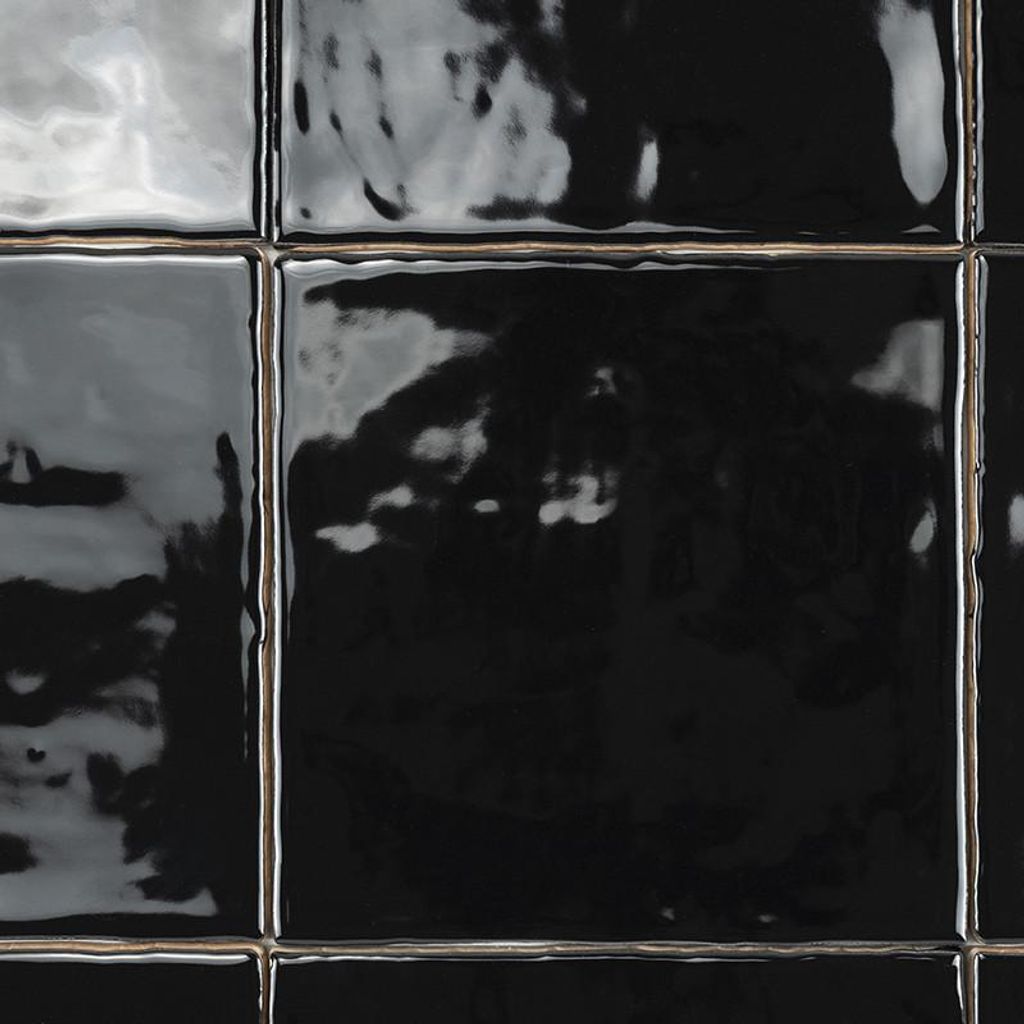 Fliese Creta-13 Schwarz Schwarz Glänzend | 13x13 cm | 0.56 m²/s