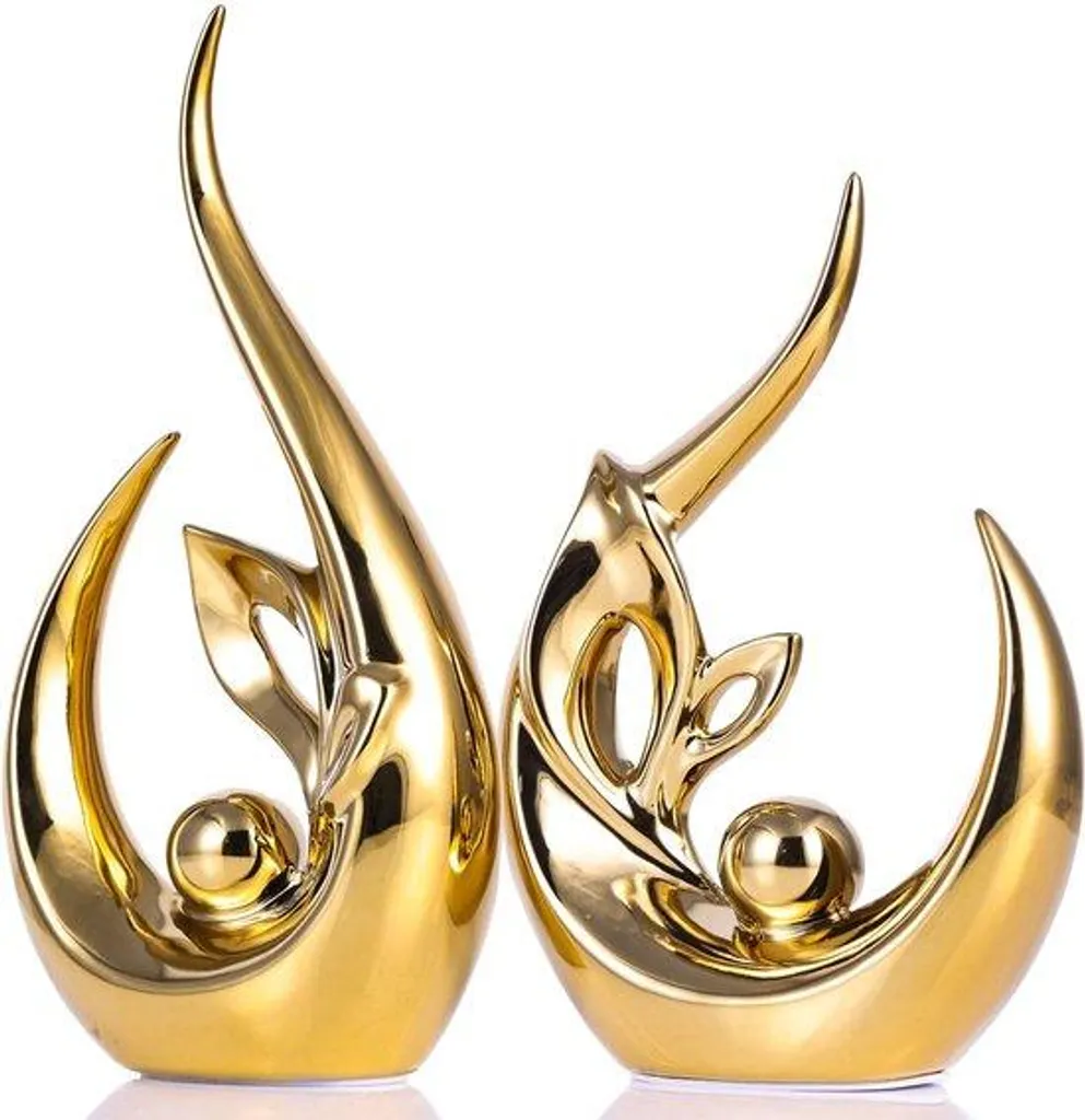 Sculpture d'art moderne 24 cm en céramique blanche et finitions luxe