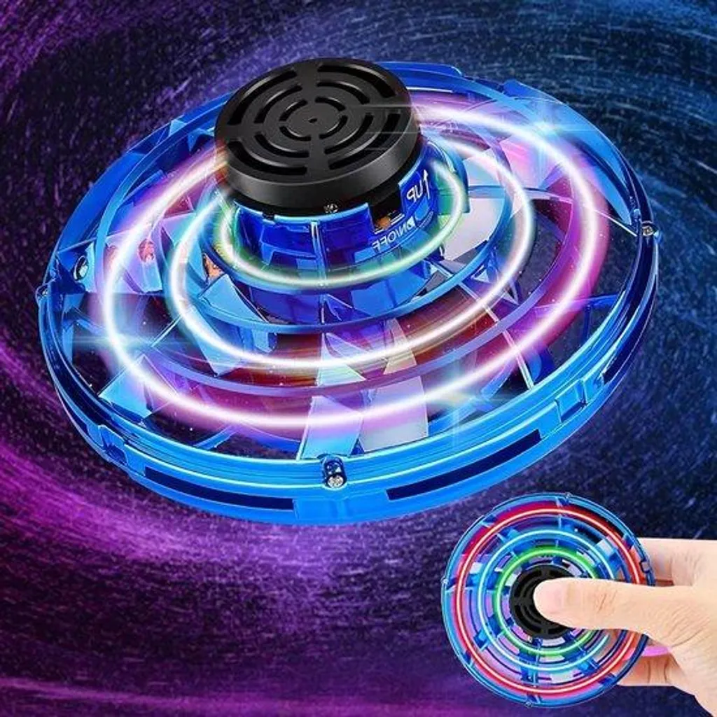 Mini drone LED bleu antichoc avec rotations 360 degrés et mode débutant