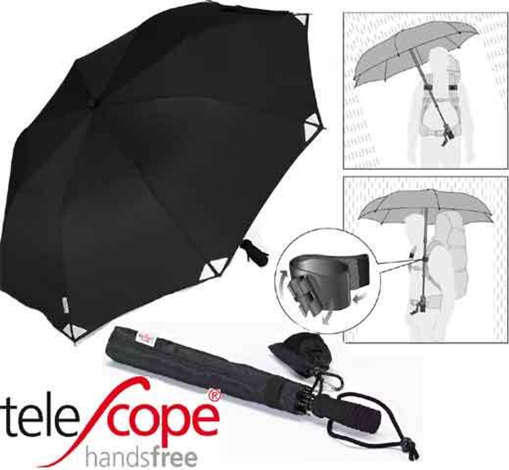 EuroSchirm 'teleScope handsfree', reflektierend , schwarz