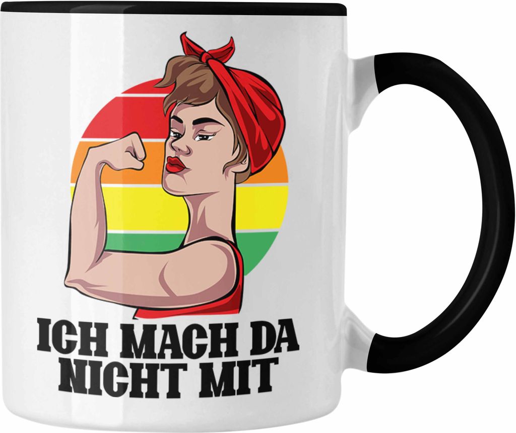 Trendation - Lustige Feministen Tasse Geschenk für starke Frauen Frauenpower Feminismus (Schwarz)