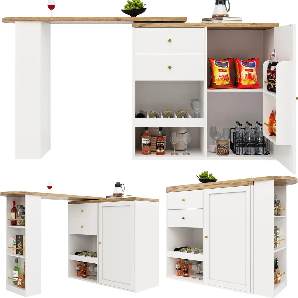 Meuble de bar pivotant modulable pour optimiser le rangement du séjour