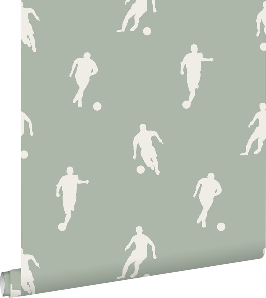 ESTAhome Tapete Fußballspieler Mintgrün 53 cm x 10.05 m
