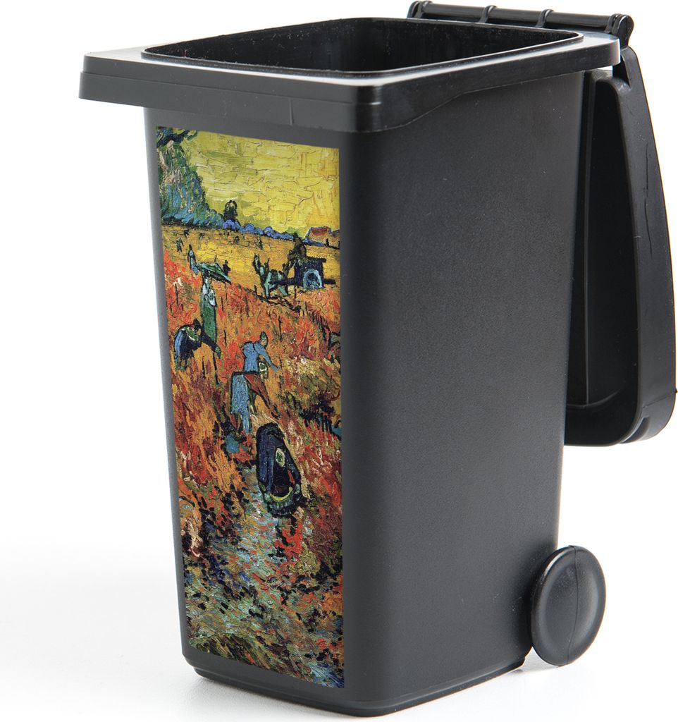 MuchoWow Mülltonnenaufkleber Der rote Weinberg - Vincent van Gogh 38x80 cm - Behälteraufkleber - Mülleimer-Aufkleber - Container-Aufkleber