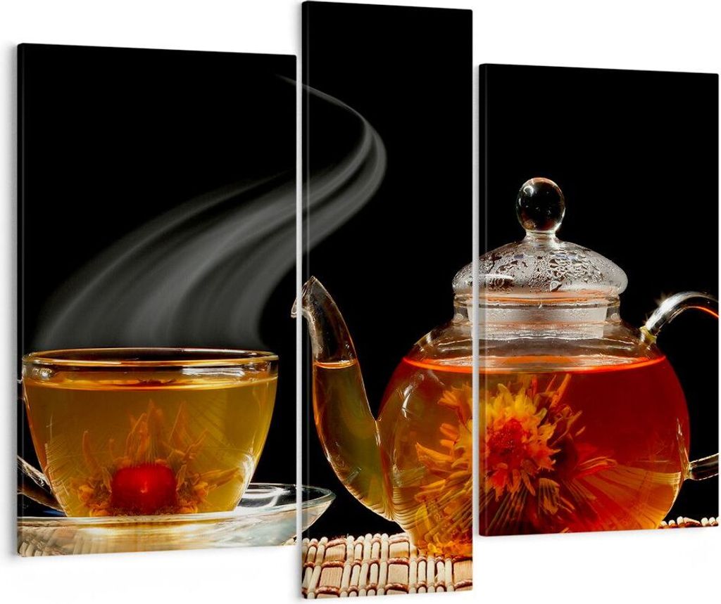 Bild auf Leinwand - Leinwandbild - Asien tee geschmack topf - 95x80cm - Wand Bild - Wanddeko - Leinwanddruck - Bilder - Kunstdruck - Wanddekoration...