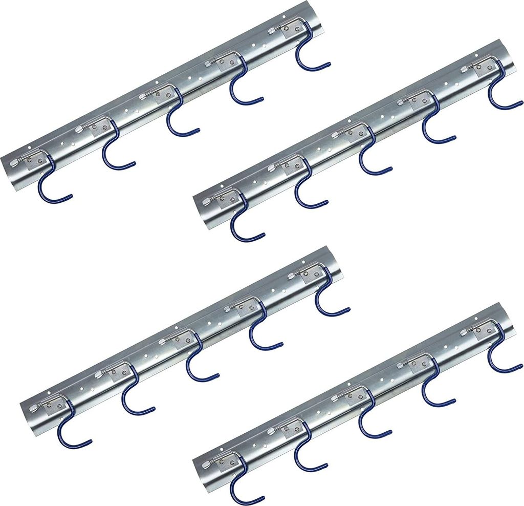 ONVAYA Geräteleiste 50 cm Stahl | 4x Gerätehalter | Wandhalterung | Ordnungsleiste | Aufbewahrung | Werkzeughalter | S Haken