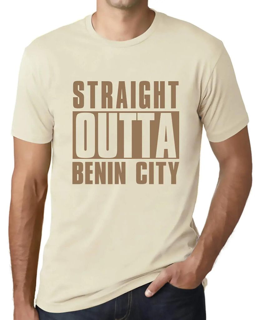 Herren Grafik T-Shirt Direkt aus der Stadt Benin – Straight Outta Benin City – Öko-Verantwortlich Vintage Jahrgang Kurzarm Lustige Druck Gebur...