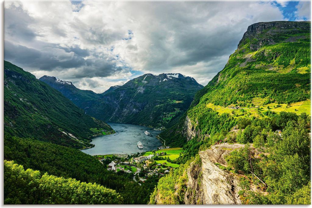 ARTland Leinwandbild Blick auf den Geirangerfjord in Norwegen Größe: 90x60 cm