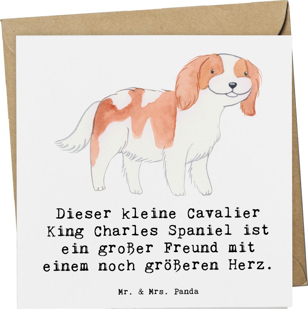Mr. & Mrs. Panda Grußkarte Cavalier King Charles Spaniel - Weiß - Geschenk, Familienmitglied, intelligent, doppelkarte, Hunde, faltkarte, Glückw...