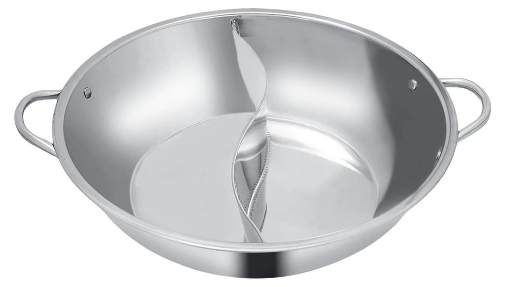 Hotpot-Topf - Mit Trennwand - Ø 32 cm - 304 Edelstahl - Für Induktion, Gas, Elektro - Silber