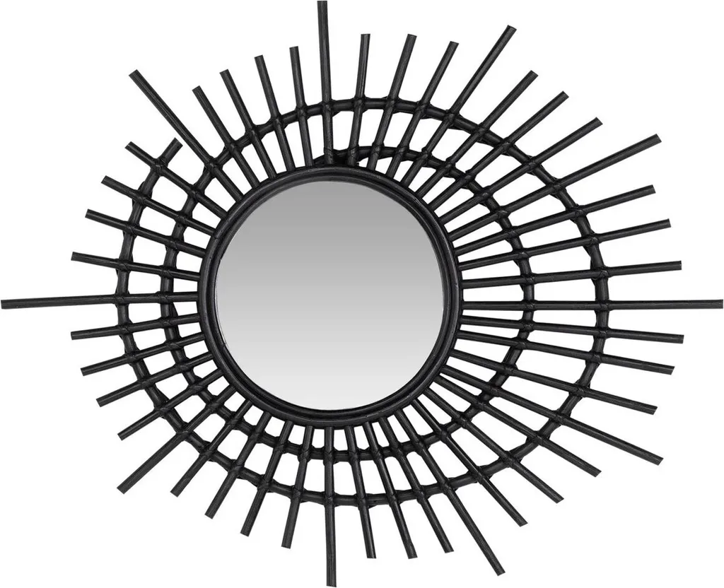 Miroir mural en rotin noir 75 cm pour dynamiser un mur blanc trop vide