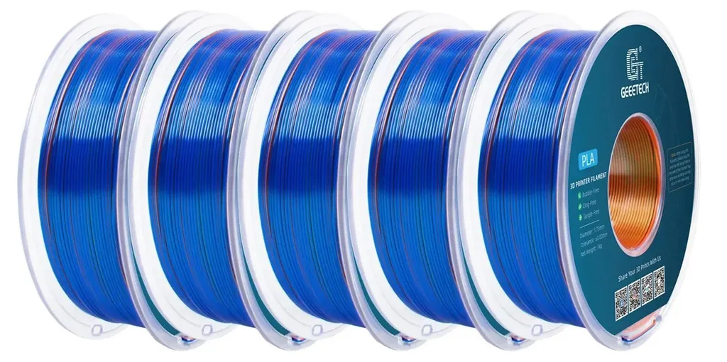 Filament 3D PLA Orange Bleu Vert - Haute ténacité et Finition Lisse