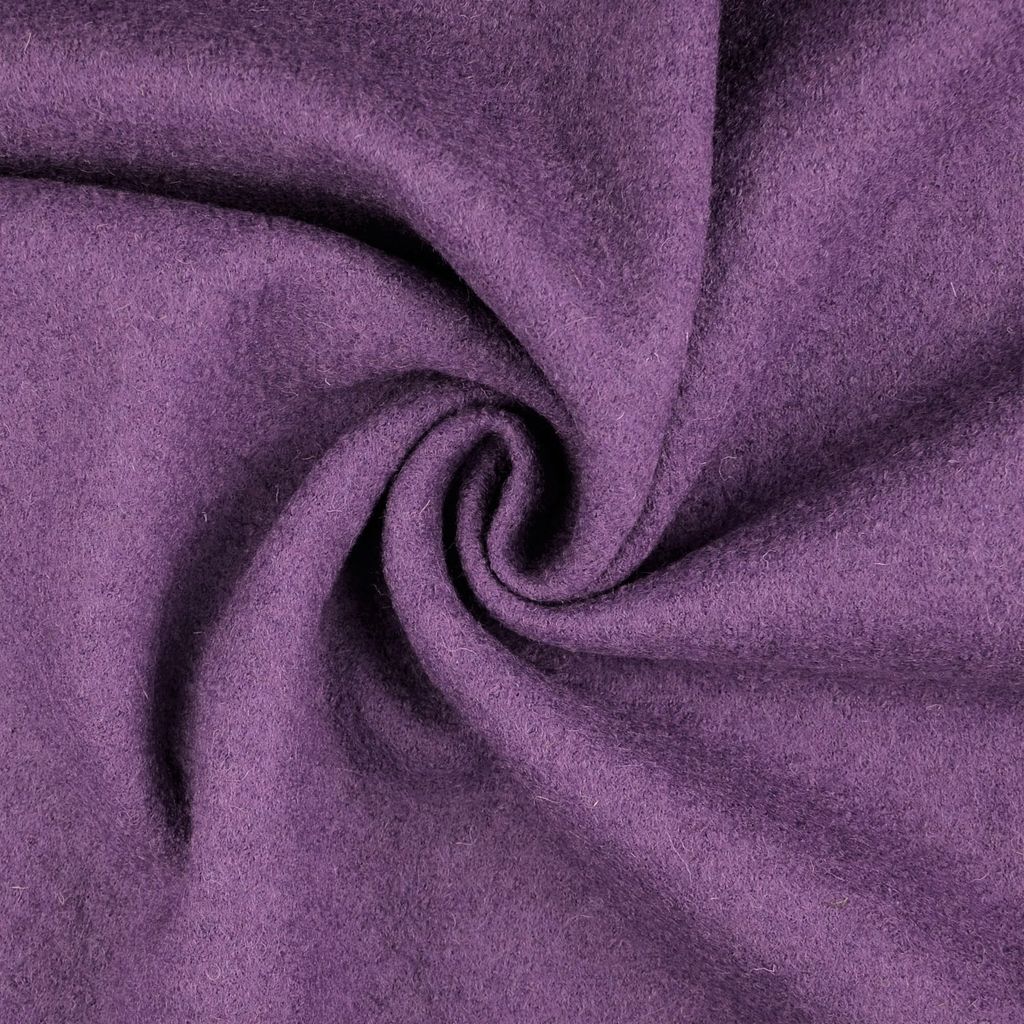 Walkloden LAURA Lilarot Uni, 385 g/m², ca. 0,5 m lang, ca. 1,46 m - 1,48 m breit, Stoffe Meterware, 100 % Wolle