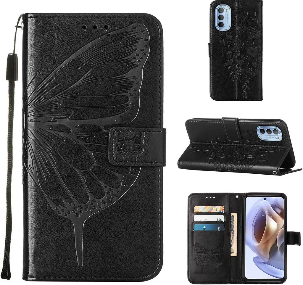 Custodia MOJIA Portafoglio Per Honor 50 Pro, In Pelle PU Con Supporto E Slot Per Carte, Nero