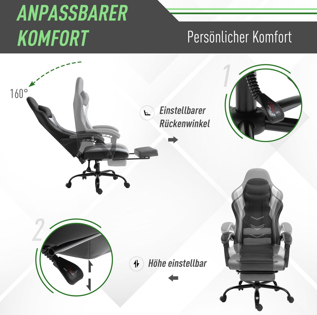 Vinsetto ergonomiczne krzesło do gier krzesło biurowe Zdjęcie produktu 4