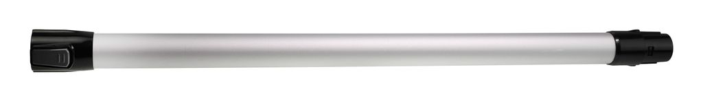 A silver and black vacuum cleaner extension tube is shown against a white background.