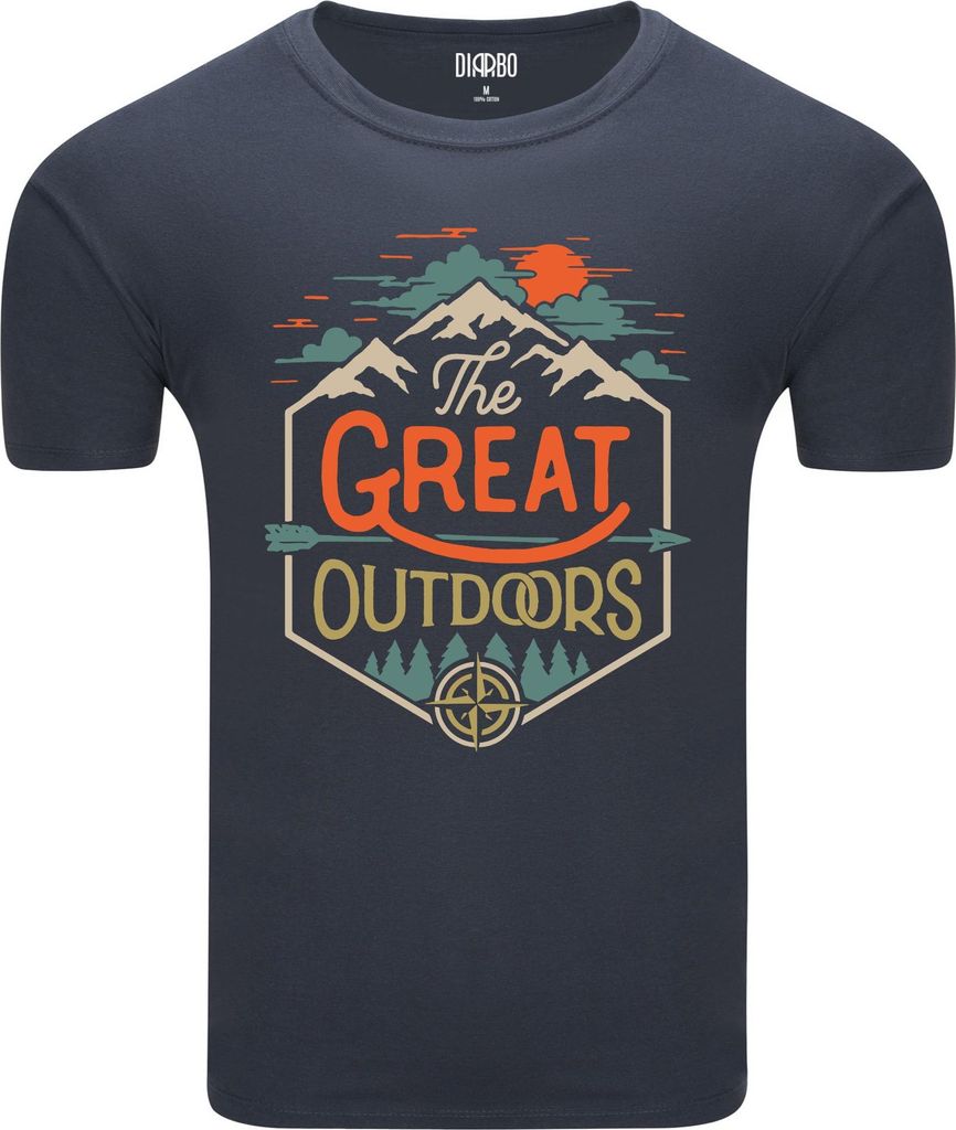 Diarbo Herren T-Shirt mit Naturliebhaber Druck Die freie Natur Dunkelgrau Gr.M