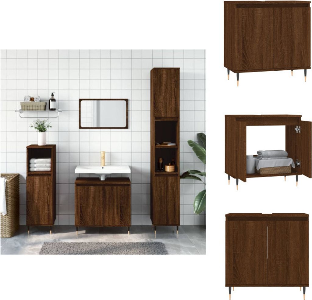 vidaXL Badschrank Braun Eichen-Optik 58x33x60 cm Holzwerkstoff - Badezimmerwaschtische