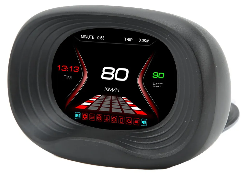 Affichage tête haute HUD pour voiture avec jauge diagnostic de tension