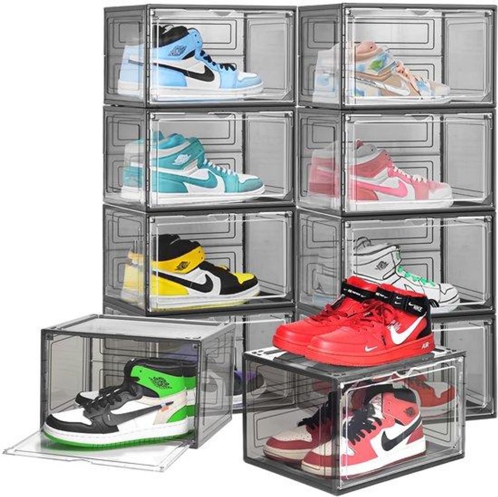 Transparante schoenenboxen set van 6 stuks met deksel en stapelbaar ontwerp