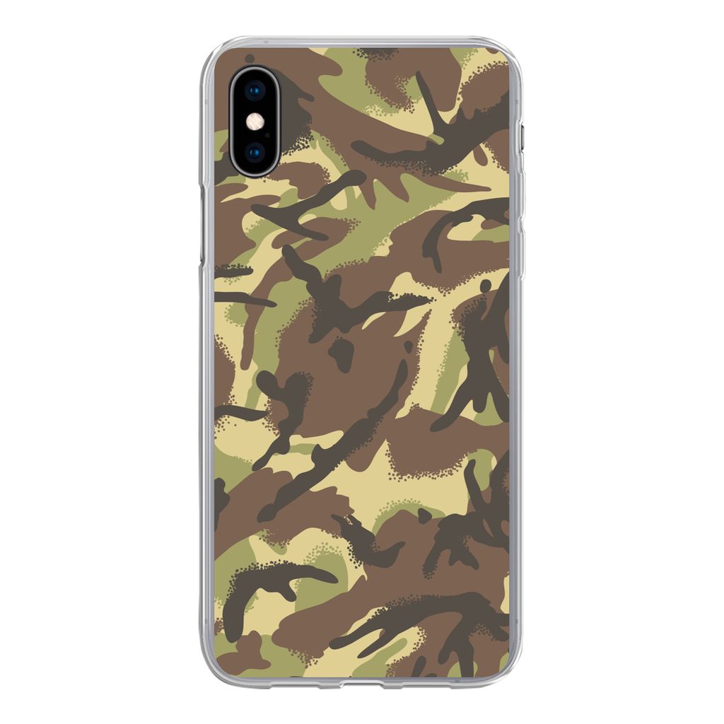 MuchoWow Handyhülle Schutzhülle Hülle für iPhone Xs Camouflage-Muster in natürlichen Farben Silikon Softcase Handy Hülle - Handytasche