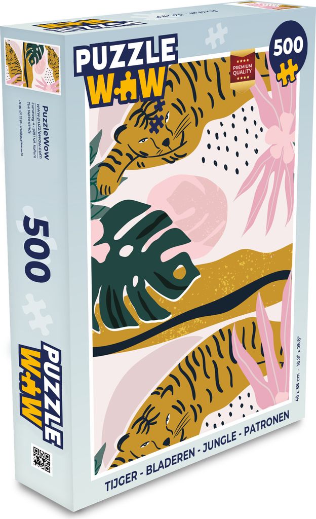 MuchoWow Puzzle 500 Teile Tiger - Blätter - Dschungel - Muster - Denken - Spiel - Toy
