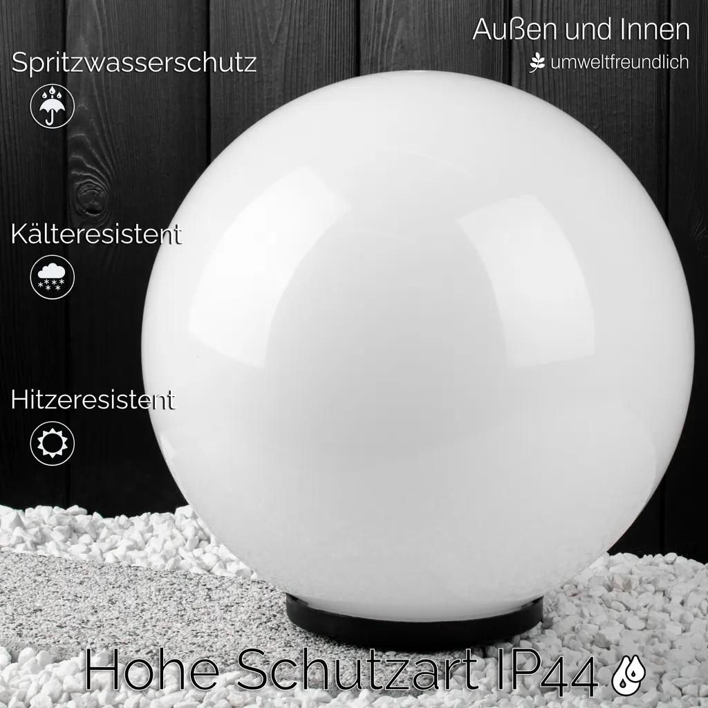 Globe de jardin 40 cm étanche IP44 blanc avec diffuseur haute qualité - 12