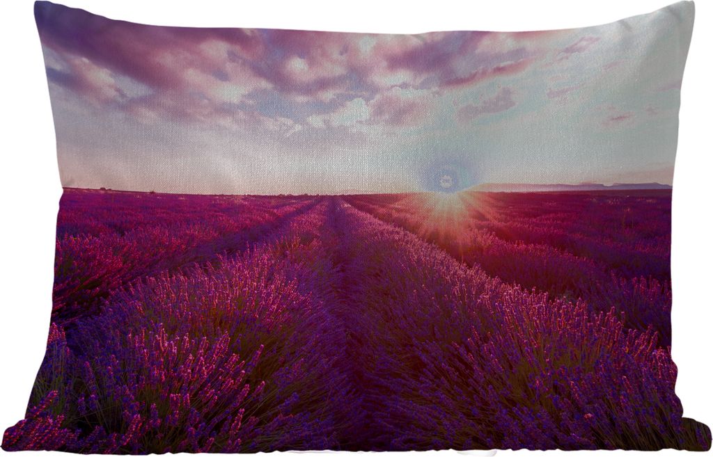 MuchoWow Outdoor Kissen - Lavendel - Blumen - Frankreich - 50x30 cm - Wetterfest - Lounge Kissen - Sofa kissen - Wohnzimmer Dekoration