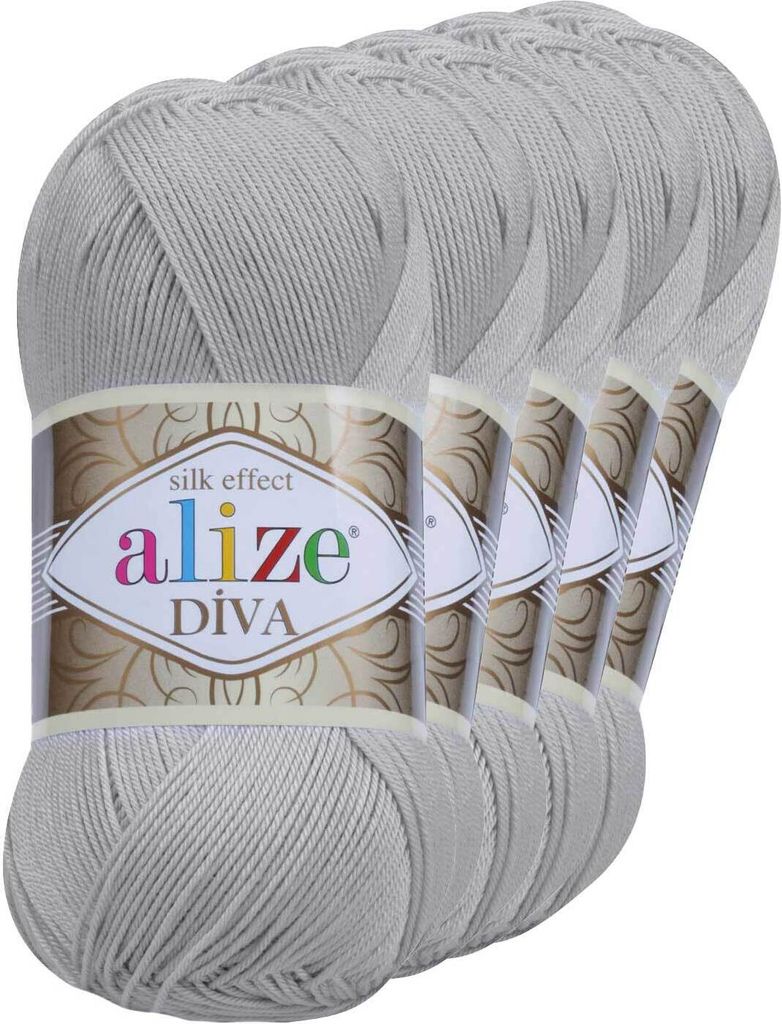 5 x 100g Strickgarn ALIZE DIVA - Häkelgarn Wolle Sommer Stricken Häkeln