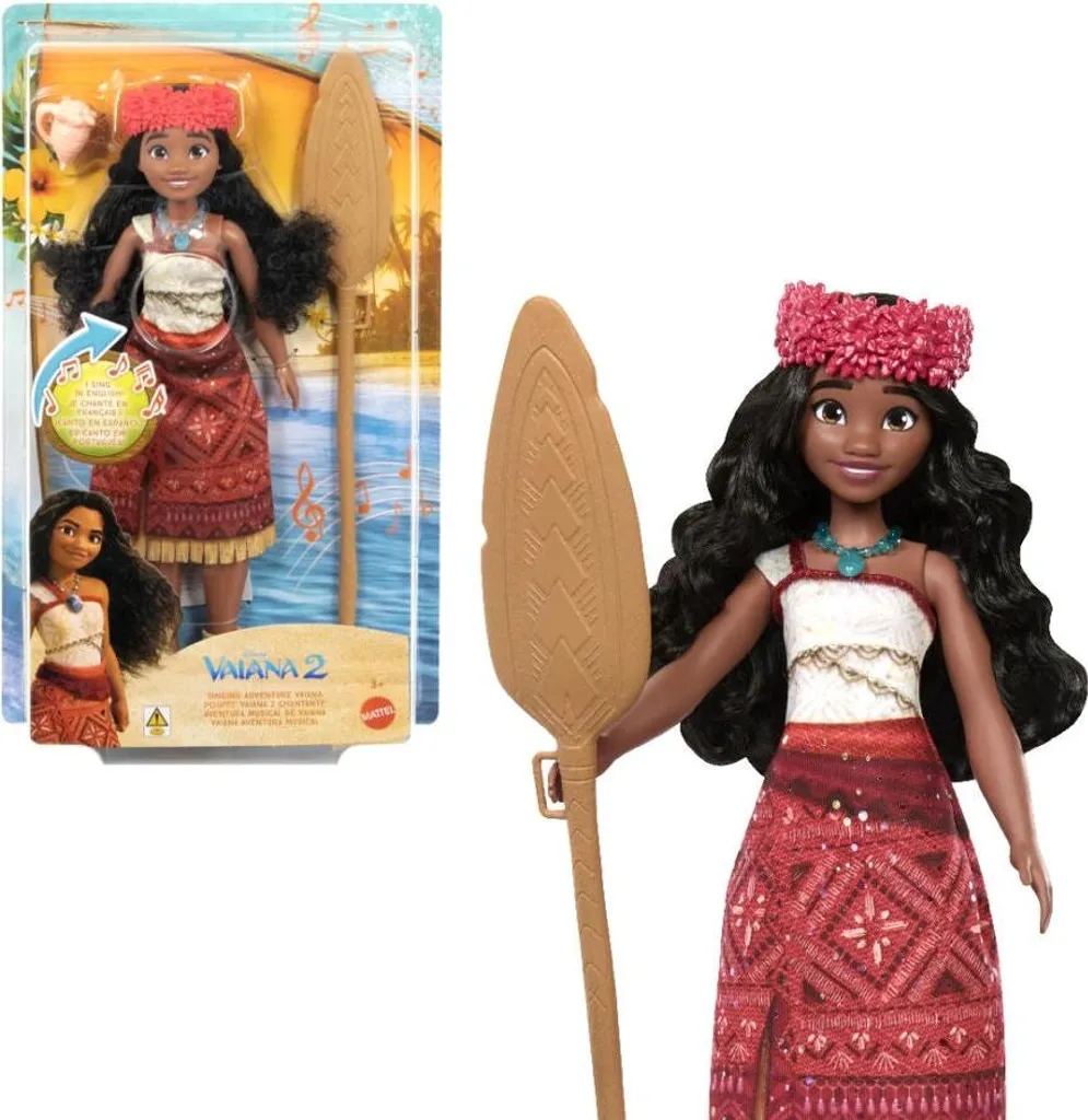 Moana poupée chantante articulée avec collier lumineux et accessoires