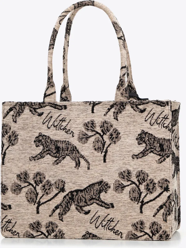 Grand cabas femme en coton jacquard Wittchen bicolore marron noir