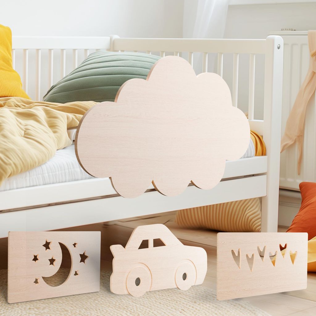 zovis Wolke (natur) Holz-Rausfallschutz für Kinderbetten - Absturzsicherung, Bettschutz, Verschiedene Designs, universal, einfache Montage
