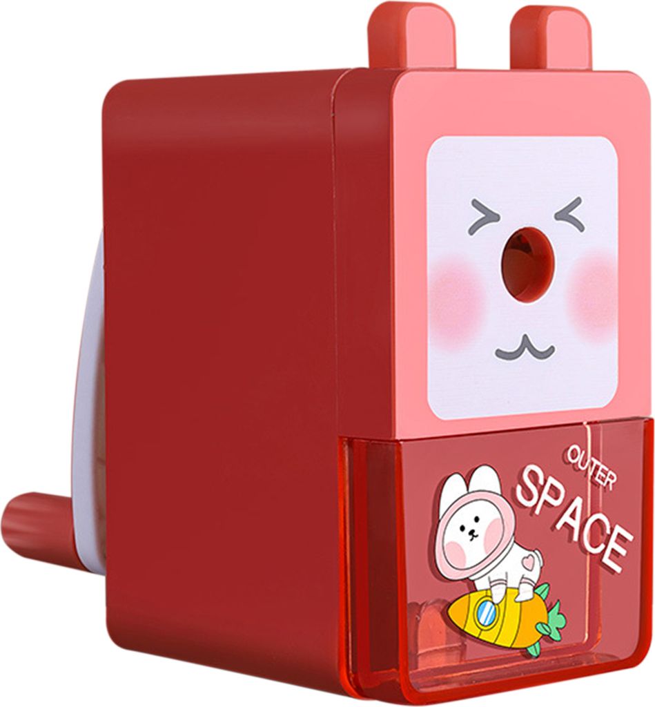 Handbuch Bleistiftspitzer Cartoon schnell schärfe süße Kaninchen Astronaut Rotary Bleistift Cutter Student Supplies-D