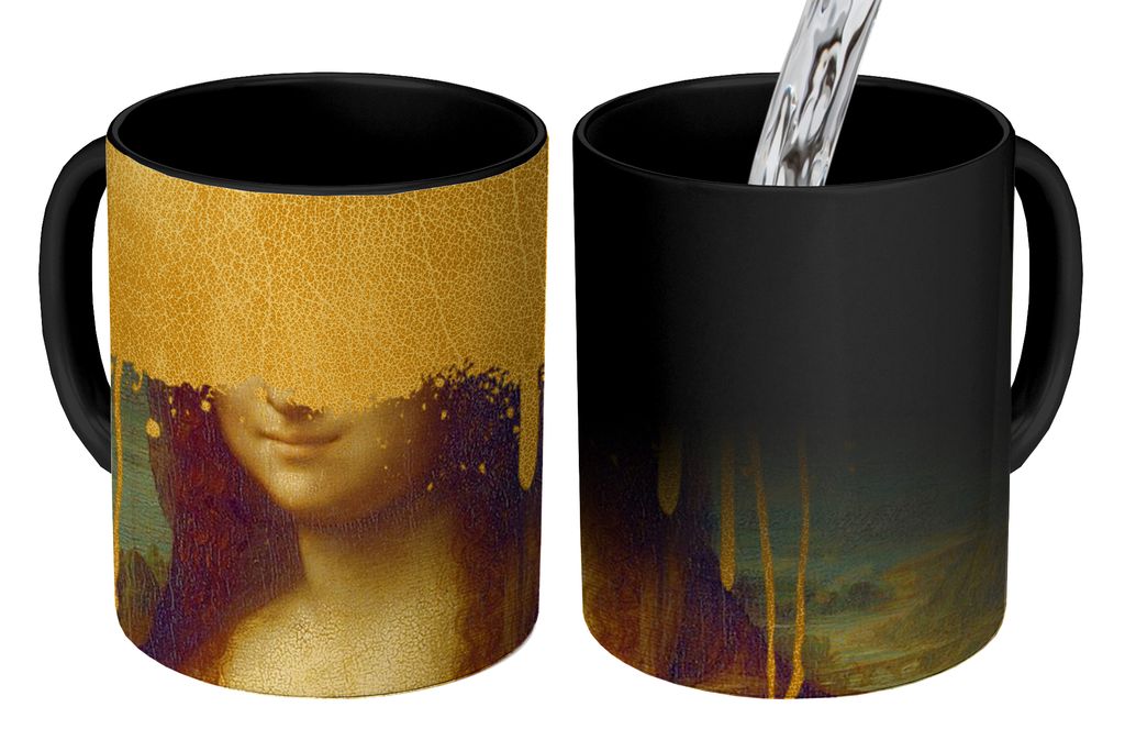 KitchenYeah Zauber Tasse Zaubertasse Magic Mona Lisa - Gold - Da Vinci 350 ml Farbwechsel Becher Geschenk Geschenkidee - Magic-Tasse - Fototasse ...