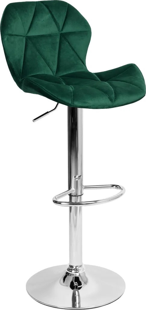 Sgabello da bar GORDON Velvet verde scuro cromato regolabile in altezza