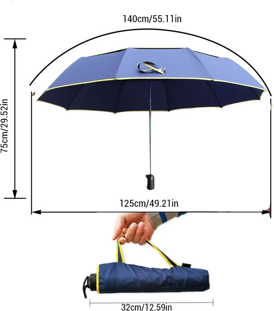 Parapluie Incassable Tempête Large Taille Pliable Solution Vent et Pluie - 4