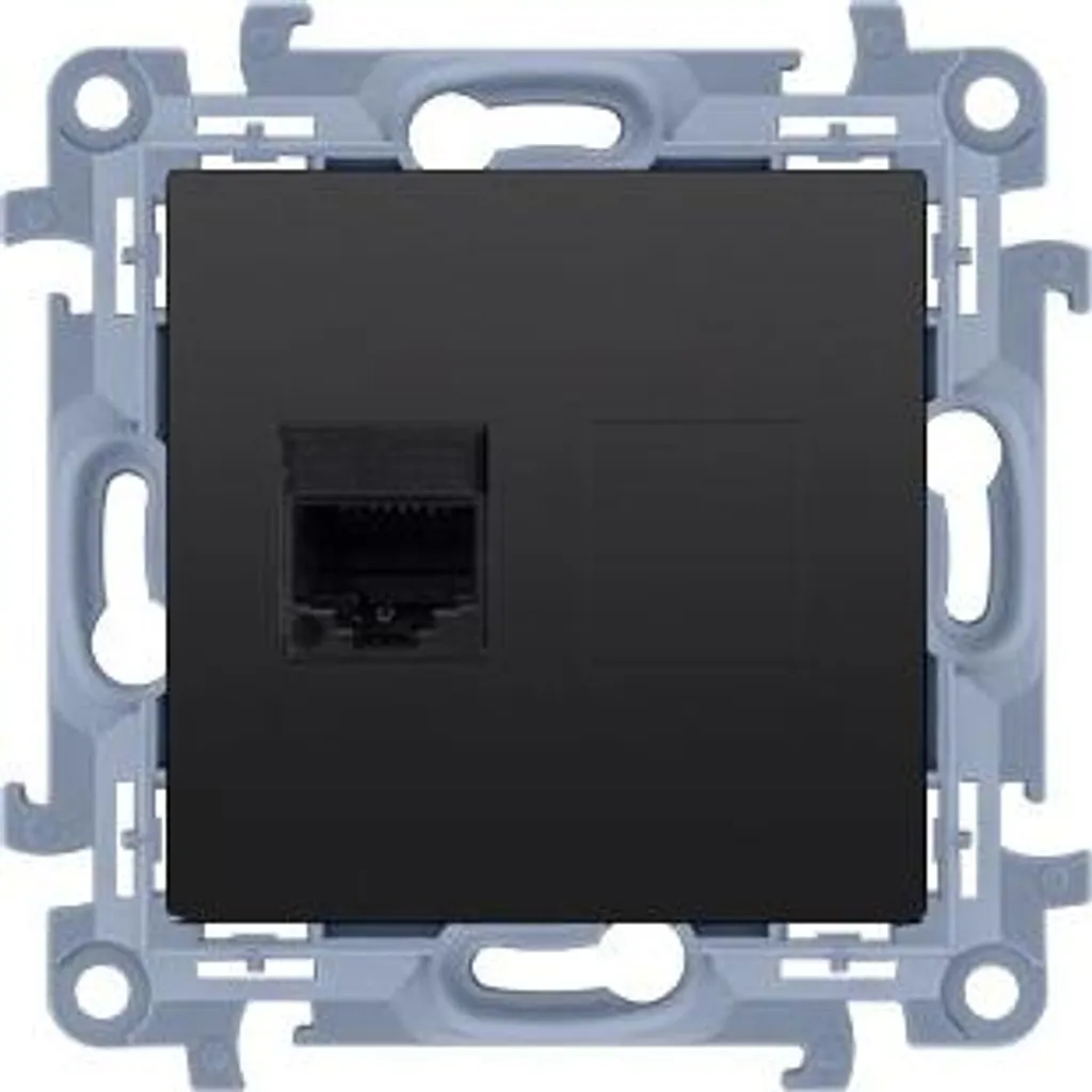 Prise informatique RJ45 Cat6 blindée Simon 10 Noir Mat anti-parasite