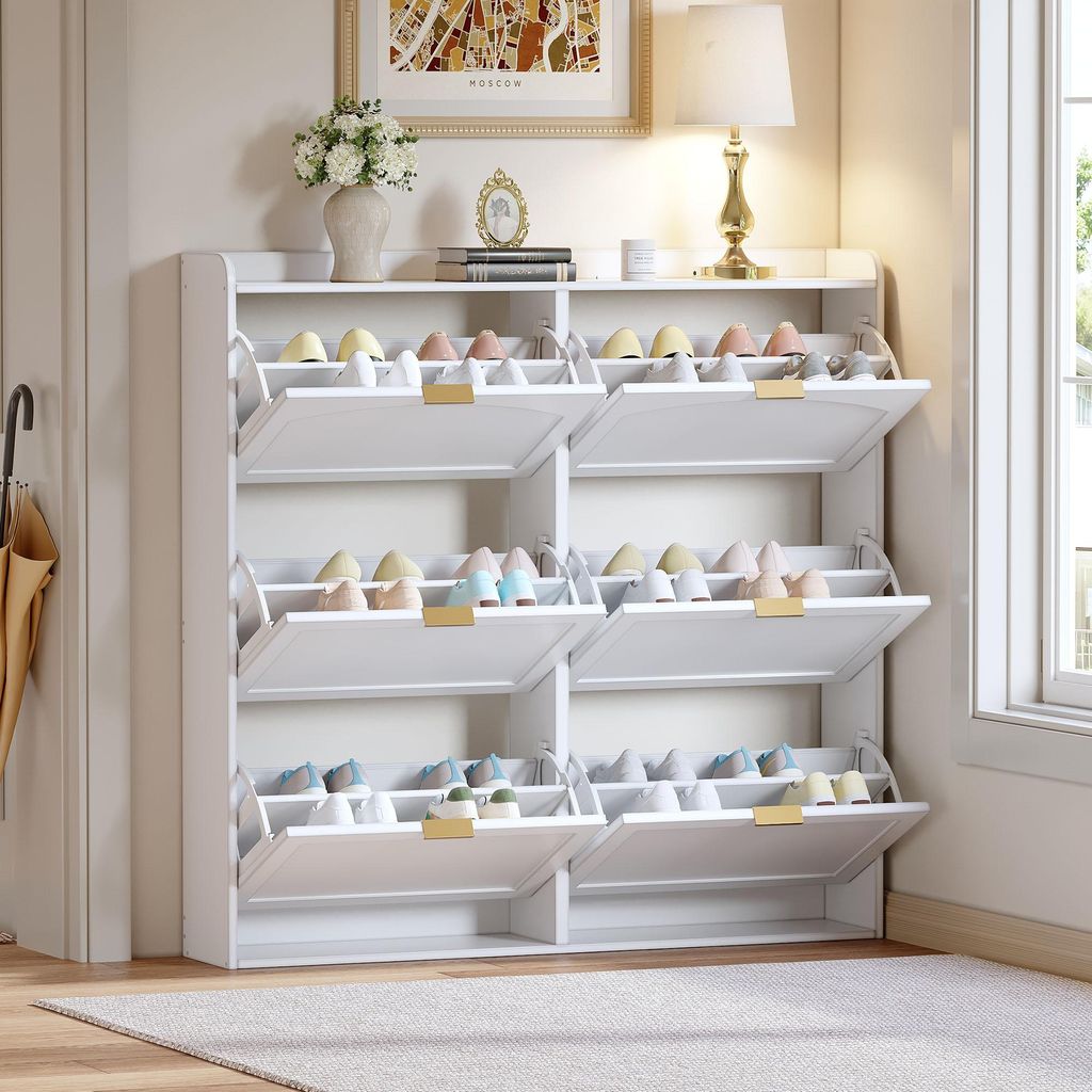 MODFU Platzsparender Schuhschrank Schuhregal mit höhenverstellbaren Trennwänden,mit Kippschutz und großzügigem Stauraum für bis zu 30 Paar Sch...