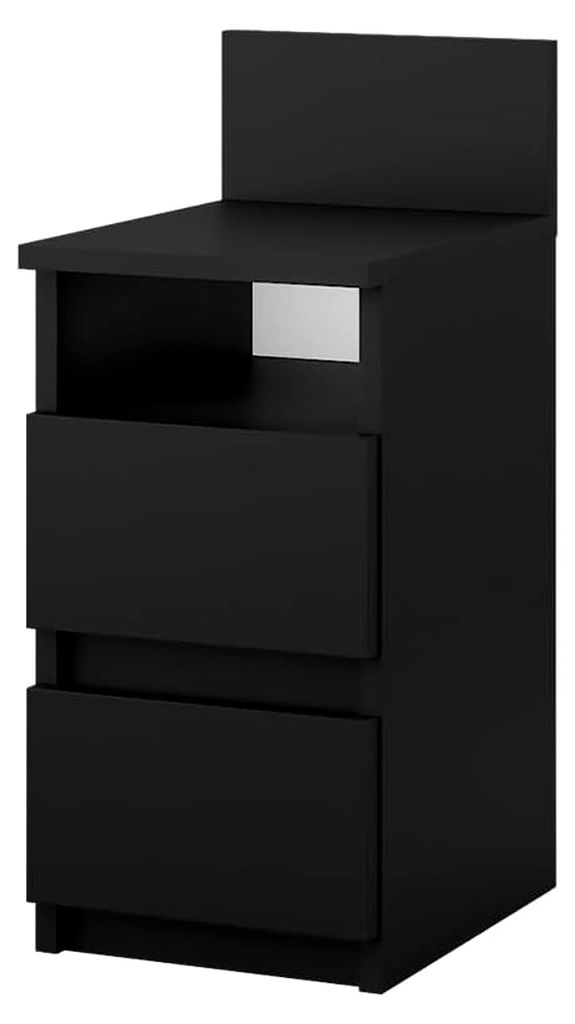 Nachttisch Monty, Schwarz, 25 x 59,1 cm mit 2 Schubladen, flexibel platzierbar neben Bett oder Sofa