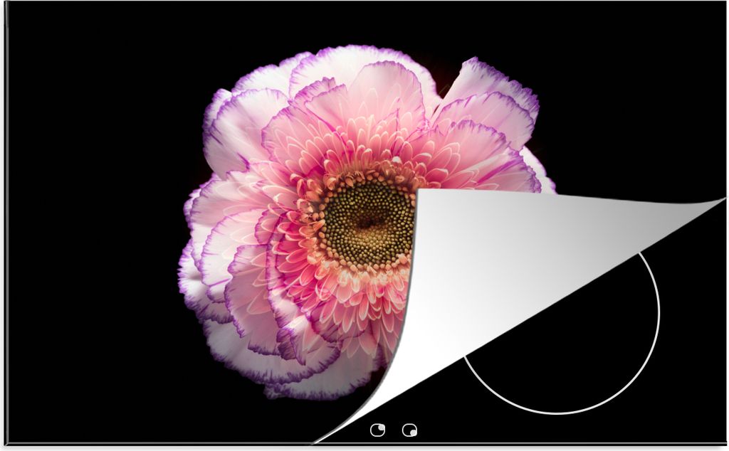 KitchenYeah Herdabdeckplatte Gartenanemone - Blume - Rosa , 76x51cm, Küche Deko, Glaskeramikfeld Herdabdeckung, Abdeckplatte fùr Kochfeld