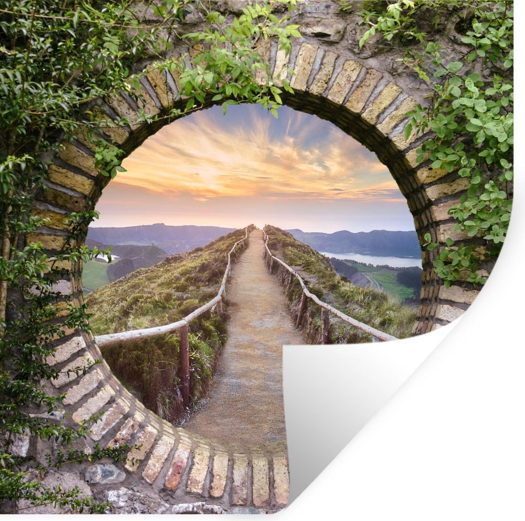 MuchoWow Wandtattoo Wandsticker Wandaufkleber Brücke - Meer - Blick - Sommer 80x80 cm Selbstklebend und Repositionierbar - Wierderverwendbar - S...