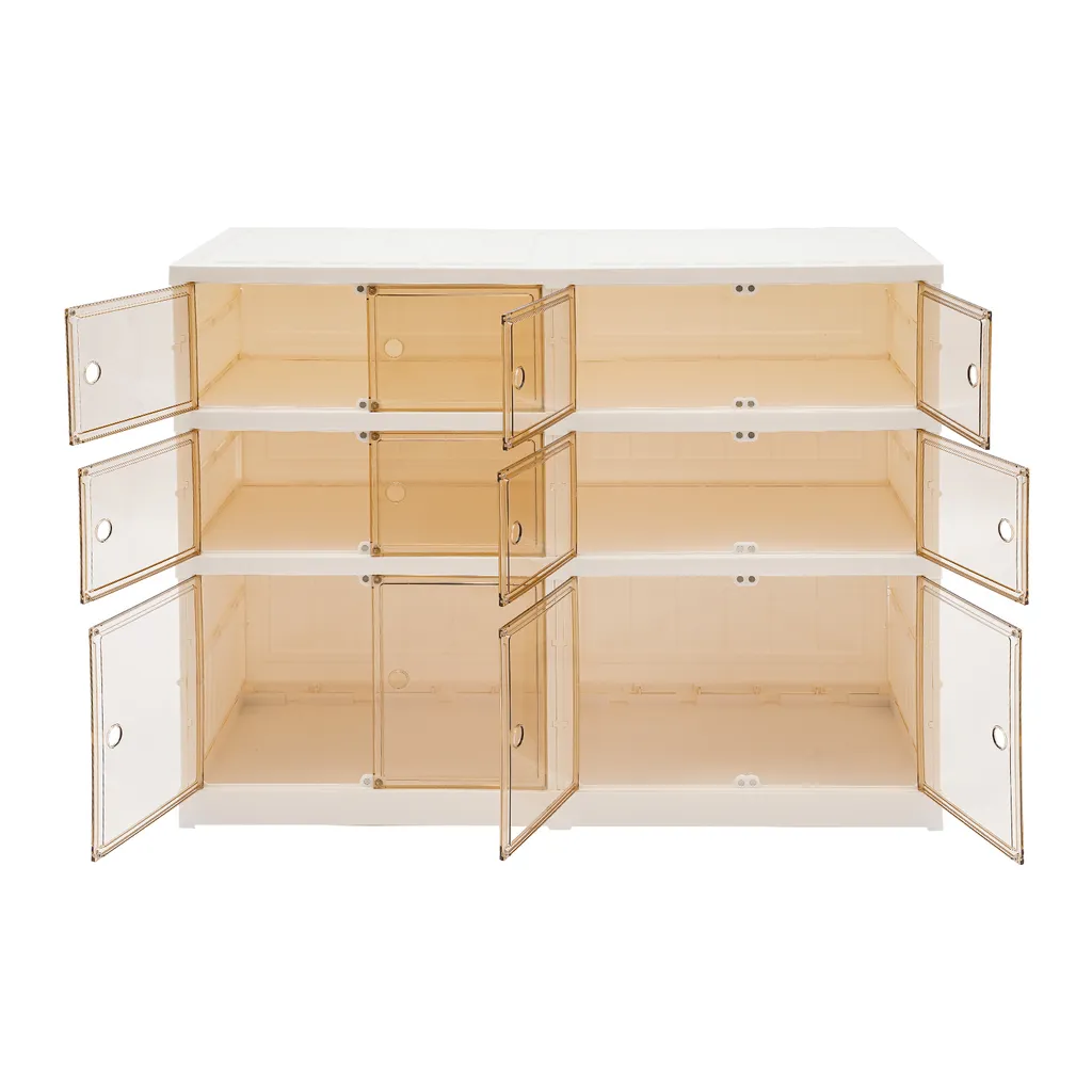 Boîte de rangement à chaussures pliable 3 étages blanc gain de place - 13