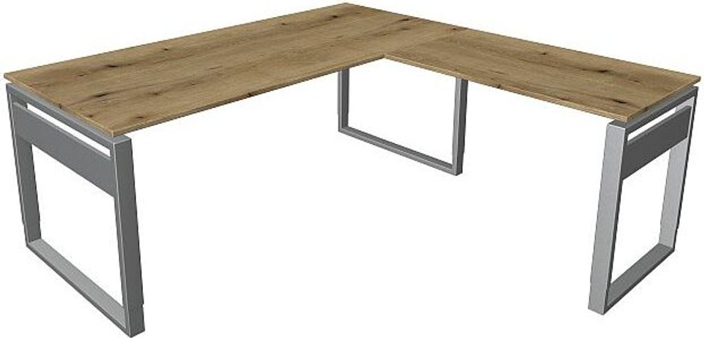 Kerkmann Schreibtisch Besprechungstisch 4068 Form 5 200x100x68-82 cm Bügel-Gestell höhenverstellbar mit Anbautisch Asteiche
