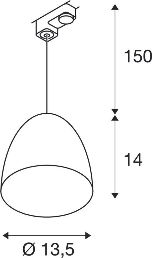 Éclairage sur rail flexible Para Cone 14 cuivre suspension triphasée