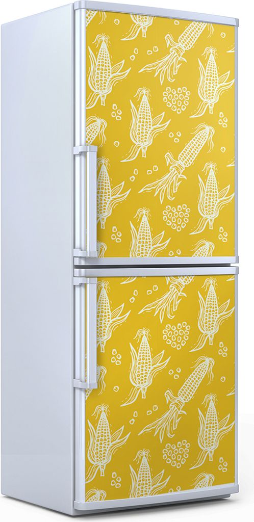 Kühlschrankdekoration 60x180 cm Aufkleber auf dem Kühlschrank - Gelbes Mais Muster