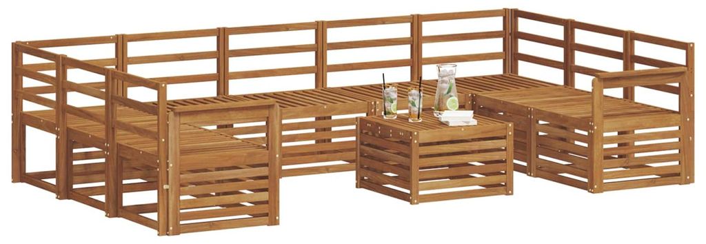 Best Möbel Outdoor-Sofagarnituren Moderne - HOMMIE - Gartenlounge Set/Outdoor Sofa - 10 pcs Natur Massivholz Akazie - Gartensofas designMöbel57894