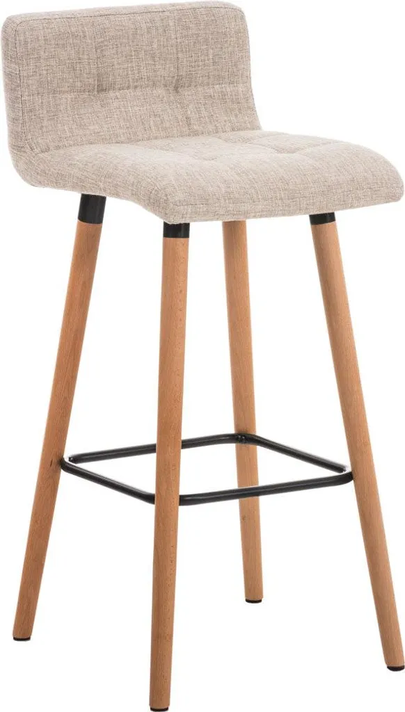 Sgabello Bar Lincoln Tessuto Crema - CLP | Struttura Legno Faggio