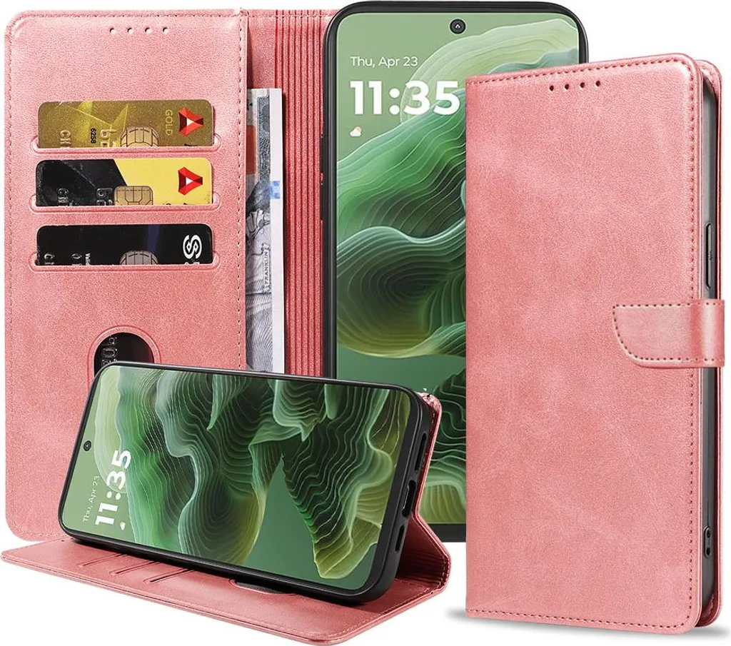 Custodia Motorola Moto G35 Oro Rosa Chic: Portafoglio Smartphonica Glam
