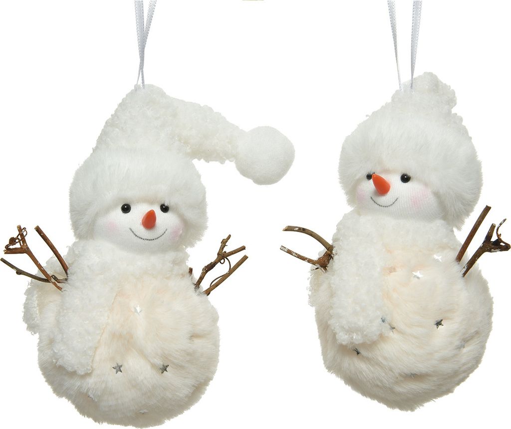 Christbaumschmuck Schneemann mit Mütze 13cm weiß, 1 Stück Produktbild 